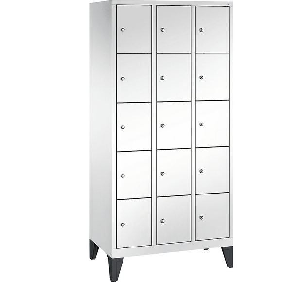 CP CLASSIC Fächerschrank mit Füßen 3 Abteile, je 5 Fächer, Abteilbreite 300 mm verkehrsweiß