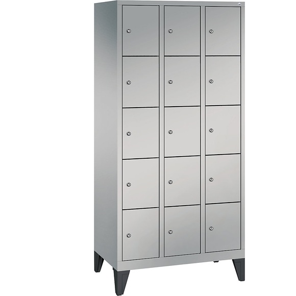 CP CLASSIC Fächerschrank mit Füßen 3 Abteile, je 5 Fächer, Abteilbreite 300 mm weißaluminium