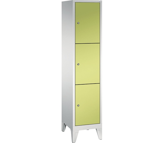CP CLASSIC Fächerschrank mit Füßen 1 Abteil, 3 Fächer, Abteilbreite 400 mm lichtgrau / viridingrün