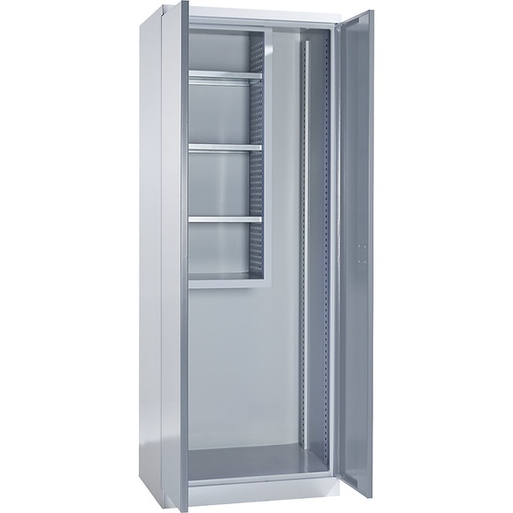 QUIPO Geräte- und Putzmittelschrank STANDARD mit Vollblechtüren lichtgrau