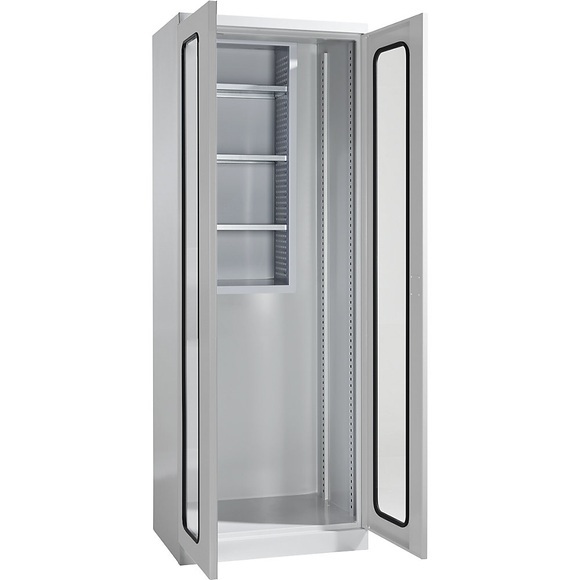 QUIPO Geräte- und Putzmittelschrank STANDARD mit Sichtfenstertüren lichtgrau