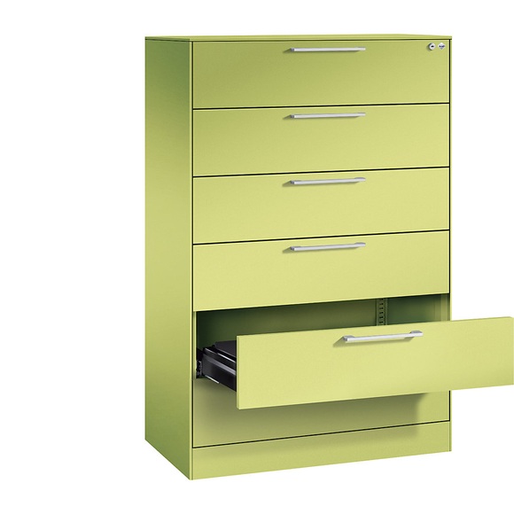 CP Karteischrank ASISTO Höhe 1292 mm, mit 6 Schüben, DIN A5 quer viridingrün/viridingrün