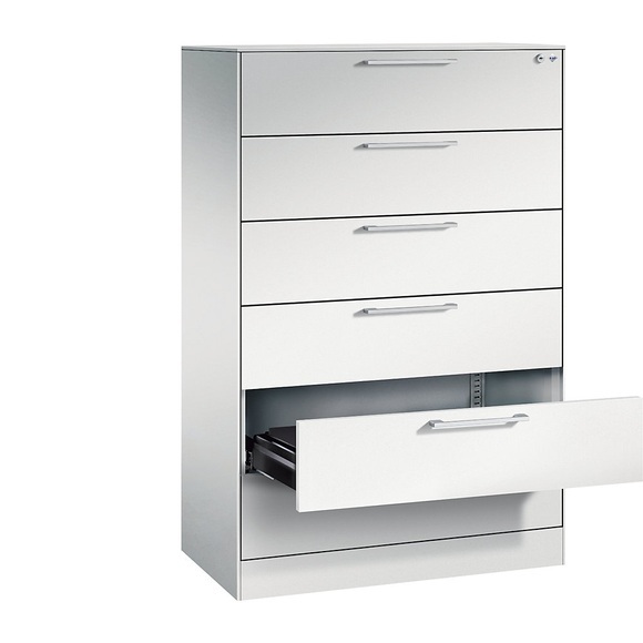 CP Karteischrank ASISTO Höhe 1292 mm, mit 6 Schüben, DIN A5 quer lichtgrau/lichtgrau