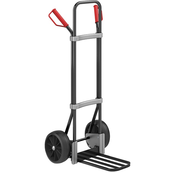 EUROKRAFT Stahl-Sackkarre, schwarz Paketschaufel-BxT 430 x 250 mm, schwarz Vollgummibereifung, ab 2 Stk