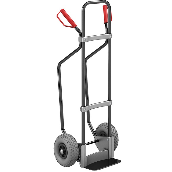 EUROKRAFT Sackkarre GO mit Kufen, schwarz Schaufel-BxT 280 x 140 mm, schwarz PU-Bereifung, ab 5 Stk