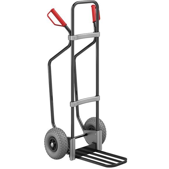 EUROKRAFT Sackkarre GO mit Kufen, schwarz Paketschaufel-BxT 430 x 250 mm, schwarz PU-Bereifung, ab 5 Stk
