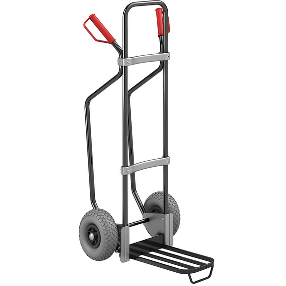 EUROKRAFT Sackkarre GO mit Kufen, schwarz Paketschaufel-BxT 430 x 250 mm, schwarz, mit Griff PU-Bereifung, ab 2 Stk