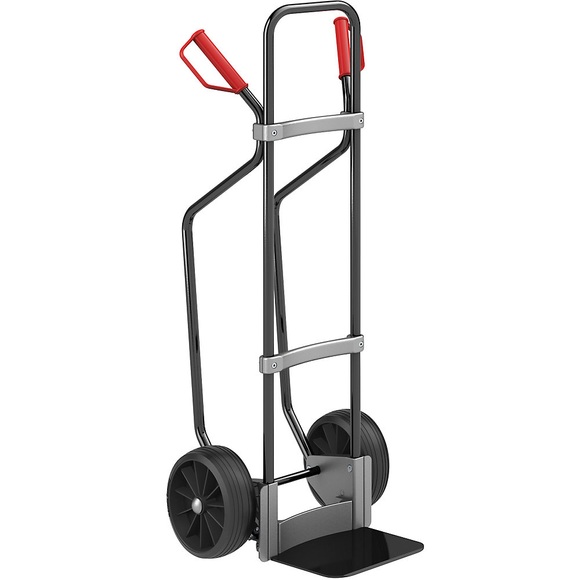 EUROKRAFT Sackkarre GO mit Kufen, schwarz Schaufel-BxT 280 x 250 mm, schwarz Vollgummibereifung, ab 5 Stk