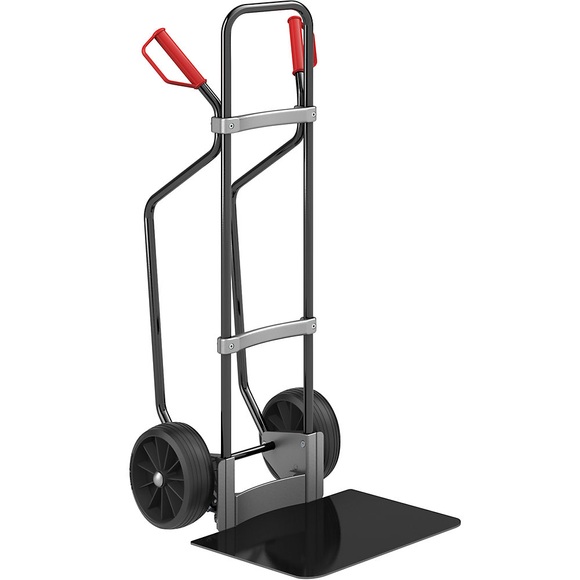 EUROKRAFT Sackkarre GO mit Kufen, schwarz Schaufel-BxT 450 x 500 mm, schwarz Vollgummibereifung