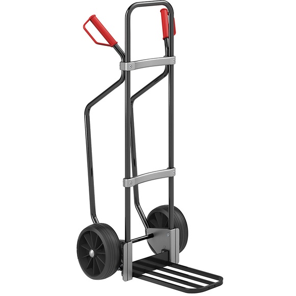 EUROKRAFT Sackkarre GO mit Kufen, schwarz Paketschaufel-BxT 430 x 250 mm, schwarz Vollgummibereifung
