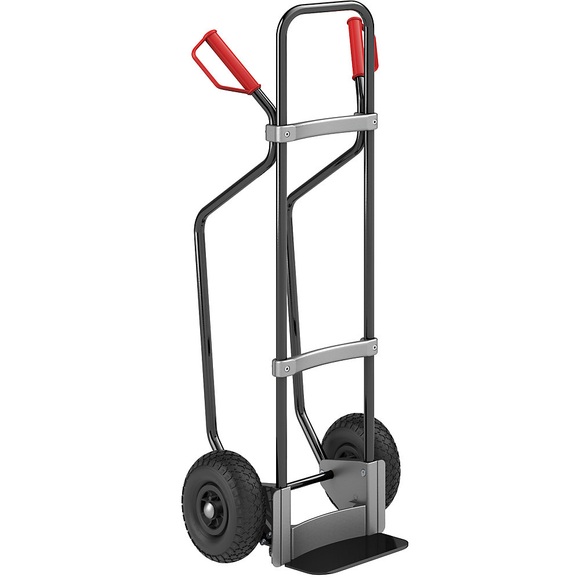 EUROKRAFT Sackkarre GO mit Kufen, schwarz Schaufel-BxT 280 x 140 mm, schwarz Luftbereifung