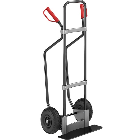EUROKRAFT Sackkarre GO mit Kufen, schwarz Schaufel-BxT 450 x 160 mm, schwarz Luftbereifung
