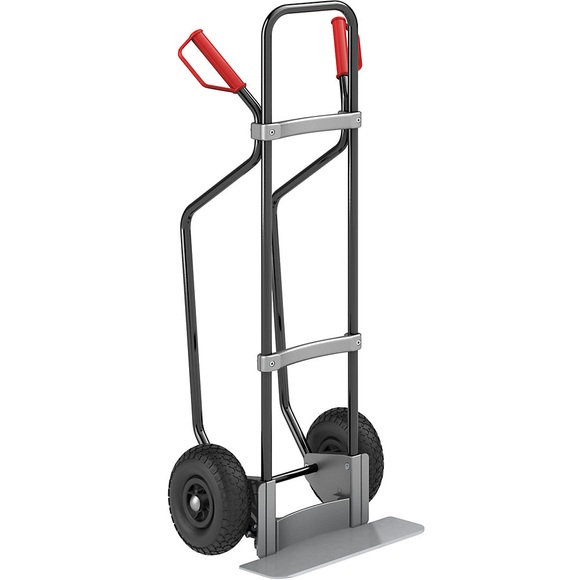 EUROKRAFT Sackkarre GO mit Kufen, schwarz Schaufel-BxT 450 x 160 mm, verzinkt Luftbereifung, ab 2 Stk