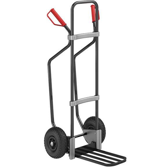 EUROKRAFT Sackkarre GO mit Kufen, schwarz Paketschaufel-BxT 430 x 250 mm, schwarz Luftbereifung, ab 5 Stk