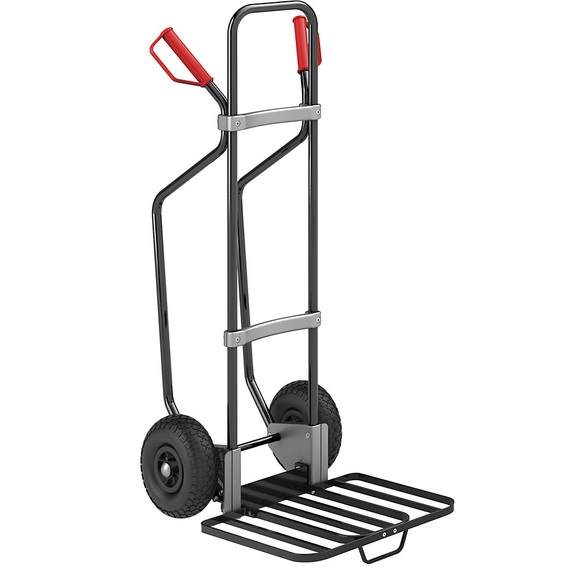 EUROKRAFT Sackkarre GO mit Kufen, schwarz Paketschaufel-BxT 430 x 450 mm, schwarz, mit Griff Luftbereifung, ab 2 Stk