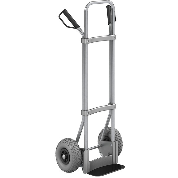 EUROKRAFT Stahl-Sackkarre, verzinkt Schaufel-BxT 280 x 140 mm, schwarz PU-Bereifung