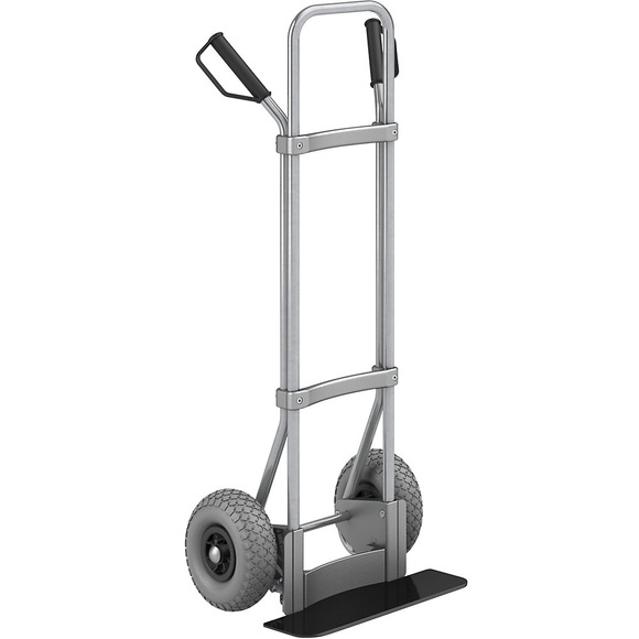 EUROKRAFT Stahl-Sackkarre, verzinkt Schaufel-BxT 450 x 160 mm, schwarz PU-Bereifung, ab 2 Stk