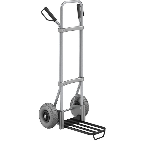EUROKRAFT Stahl-Sackkarre, verzinkt Paketschaufel-BxT 430 x 250 mm, schwarz, mit Griff PU-Bereifung