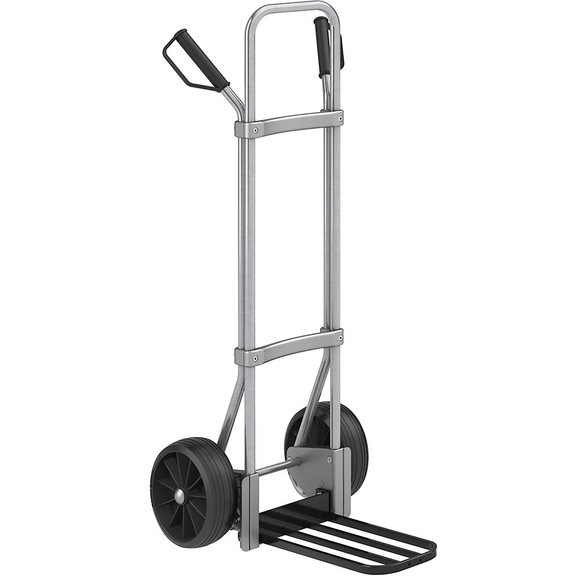 EUROKRAFT Stahl-Sackkarre, verzinkt Paketschaufel-BxT 430 x 250 mm, schwarz Vollgummibereifung