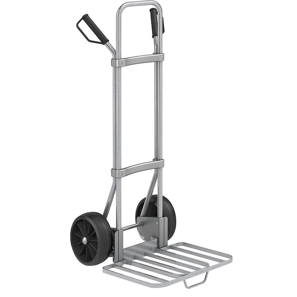 EUROKRAFT Stahl-Sackkarre, verzinkt Paketschaufel-BxT 430 x 450 mm, verzinkt, mit Griff Vollgummibereifung