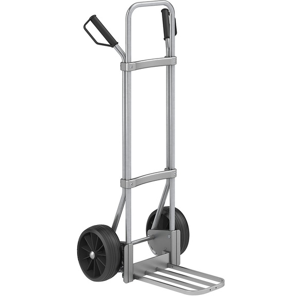 EUROKRAFT Stahl-Sackkarre, verzinkt Paketschaufel-BxT 430 x 250 mm, Alu Vollgummibereifung, ab 5 Stk