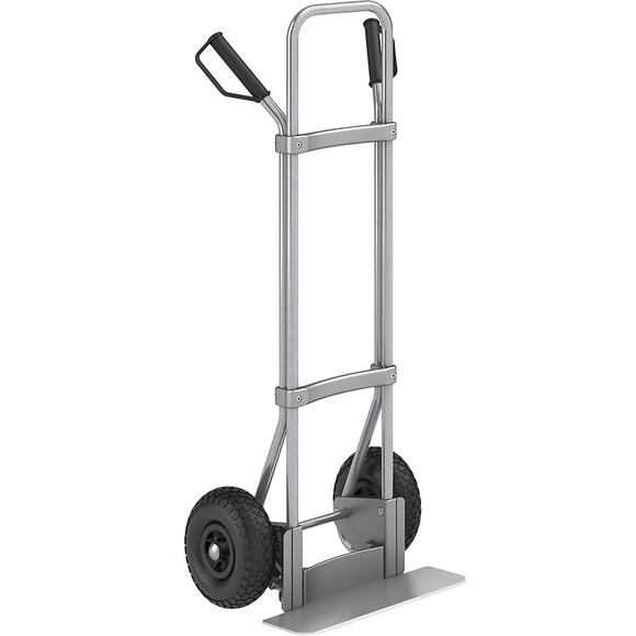 EUROKRAFT Stahl-Sackkarre, verzinkt Schaufel-BxT 450 x 160 mm, Alu Luftbereifung