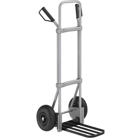 EUROKRAFT Stahl-Sackkarre, verzinkt Paketschaufel-BxT 430 x 250 mm, schwarz Luftbereifung, ab 2 Stk