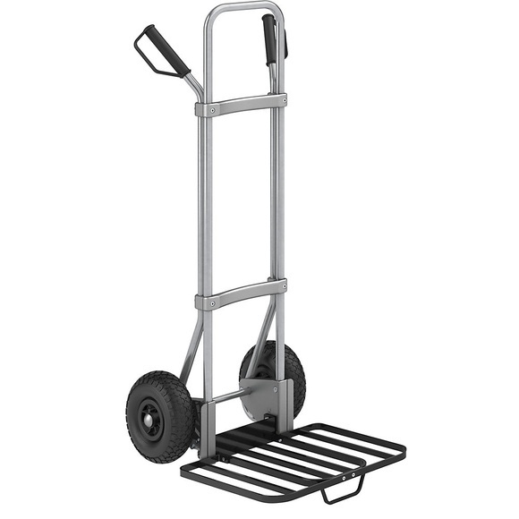 EUROKRAFT Stahl-Sackkarre, verzinkt Paketschaufel-BxT 430 x 450 mm, schwarz, mit Griff Luftbereifung