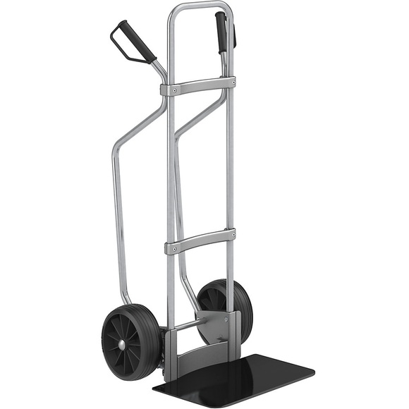 EUROKRAFT Sackkarre GO mit Kufen, verzinkt Schaufel-BxT 450 x 350 mm, schwarz Vollgummibereifung