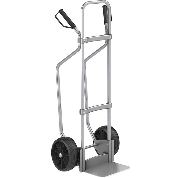 EUROKRAFT Sackkarre GO mit Kufen, verzinkt Schaufel-BxT 280 x 250 mm, Alu Vollgummibereifung
