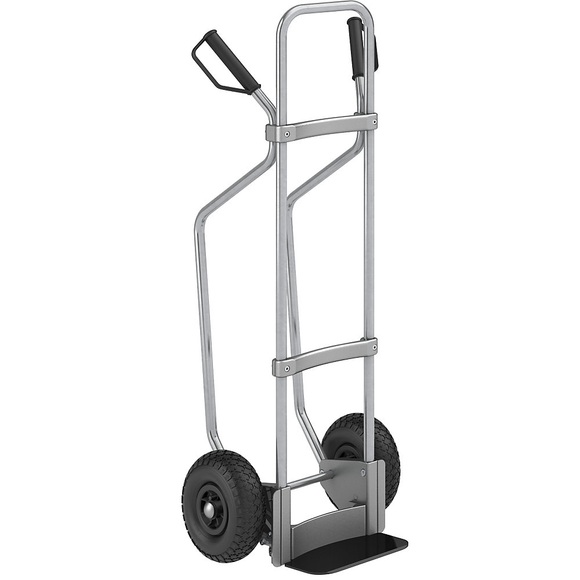 EUROKRAFT Sackkarre GO mit Kufen, verzinkt Schaufel-BxT 280 x 140 mm, schwarz Luftbereifung
