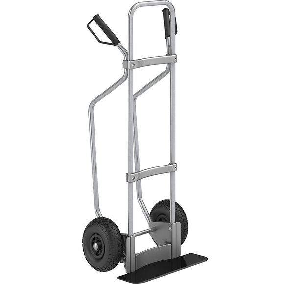 EUROKRAFT Sackkarre GO mit Kufen, verzinkt Schaufel-BxT 450 x 160 mm, schwarz Luftbereifung