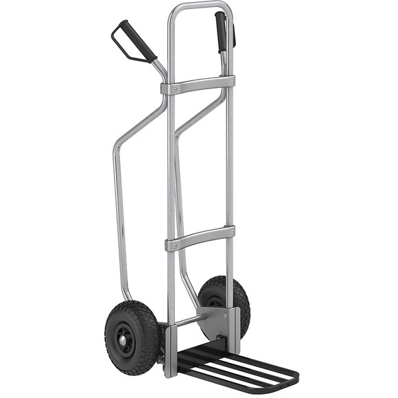 EUROKRAFT Sackkarre GO mit Kufen, verzinkt Paketschaufel-BxT 430 x 250 mm, schwarz Luftbereifung, ab 2 Stk