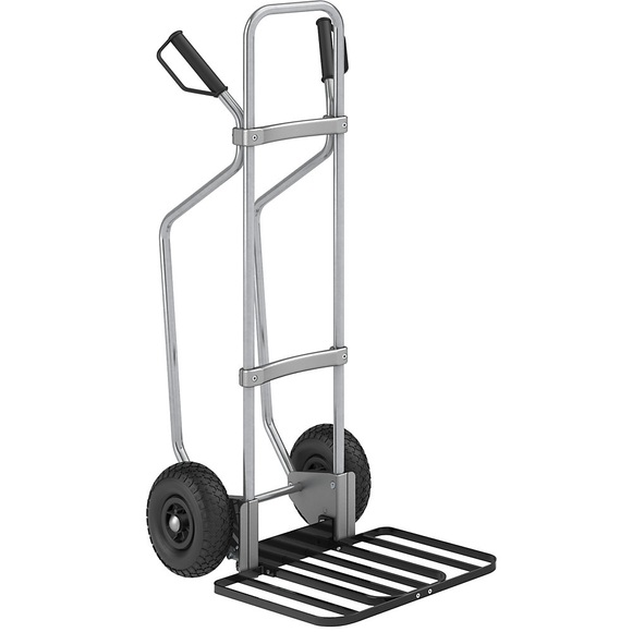 EUROKRAFT Sackkarre GO mit Kufen, verzinkt Paketschaufel-BxT 430 x 450 mm, schwarz Luftbereifung, ab 5 Stk