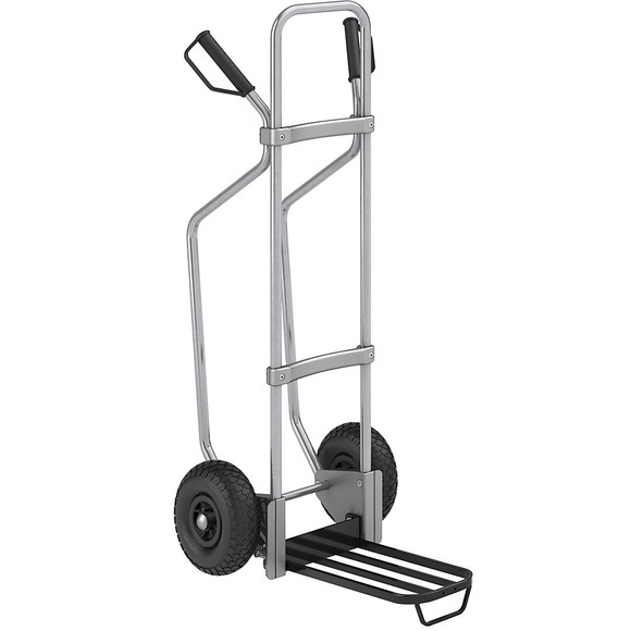 EUROKRAFT Sackkarre GO mit Kufen, verzinkt Paketschaufel-BxT 430 x 250 mm, schwarz, mit Griff Luftbereifung, ab 5 Stk