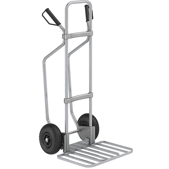 EUROKRAFT Sackkarre GO mit Kufen, verzinkt Paketschaufel-BxT 430 x 450 mm, verzinkt Luftbereifung