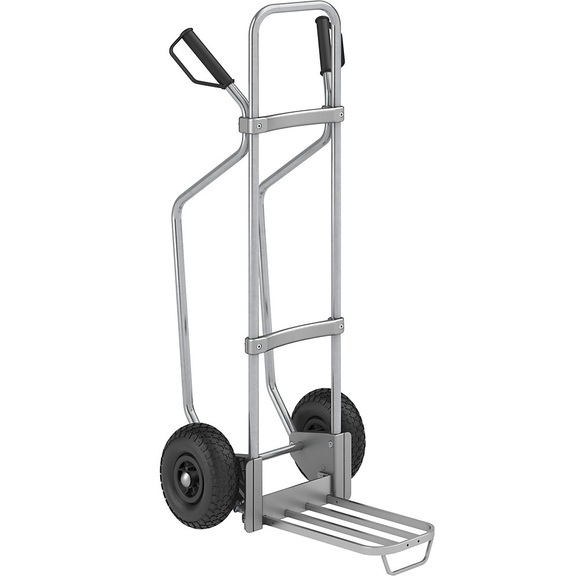 EUROKRAFT Sackkarre GO mit Kufen, verzinkt Paketschaufel-BxT 430 x 250 mm, Alu, mit Griff Luftbereifung, ab 5 Stk