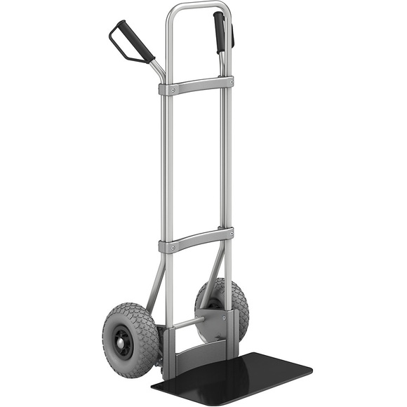 EUROKRAFT Aluminium-Sackkarre GO Schaufel-BxT 450 x 350 mm, schwarz PU-Bereifung, ab 2 Stk