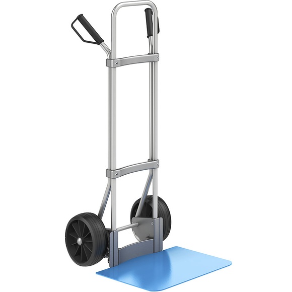 EUROKRAFT Aluminium-Sackkarre GO Schaufel-BxT 450 x 500 mm, blau Vollgummibereifung