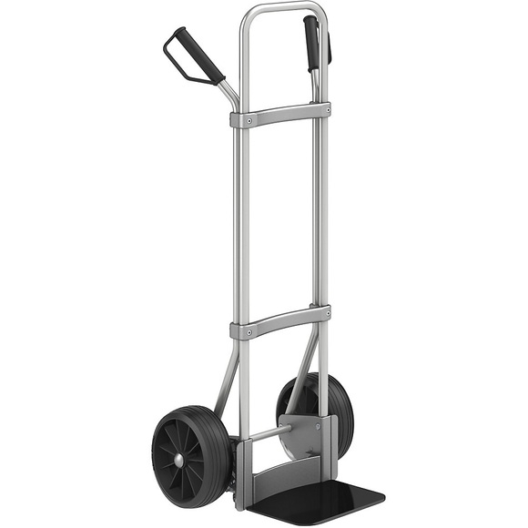 EUROKRAFT Aluminium-Sackkarre GO Schaufel-BxT 280 x 250 mm, schwarz Vollgummibereifung