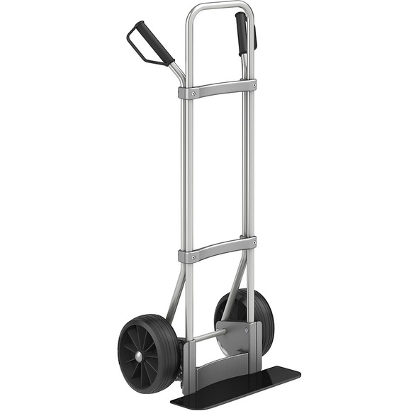 EUROKRAFT Aluminium-Sackkarre GO Schaufel-BxT 450 x 160 mm, schwarz Vollgummibereifung
