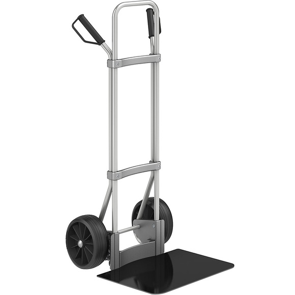 EUROKRAFT Aluminium-Sackkarre GO Schaufel-BxT 450 x 500 mm, schwarz Vollgummibereifung