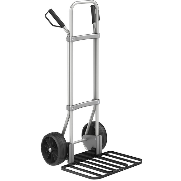 EUROKRAFT Aluminium-Sackkarre GO Paketschaufel-BxT 430 x 450 mm, schwarz Vollgummibereifung