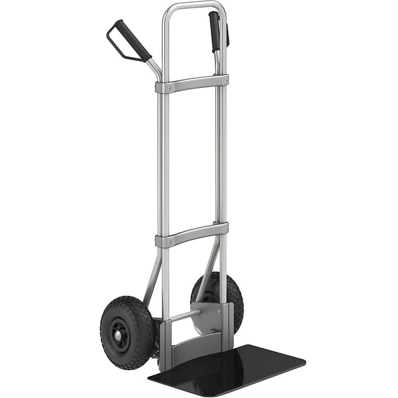 EUROKRAFT Aluminium-Sackkarre GO Schaufel-BxT 450 x 350 mm, schwarz Luftbereifung