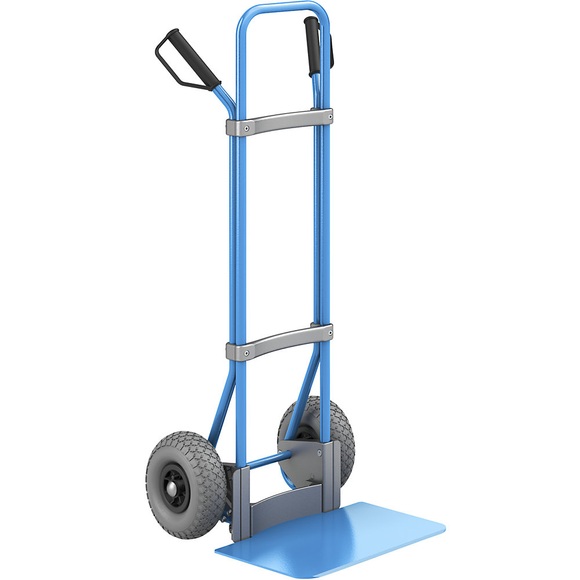 EUROKRAFT Sackkarre GO, blau Schaufel-BxT 450 x 350 mm, blau PU-Bereifung, ab 2 Stk