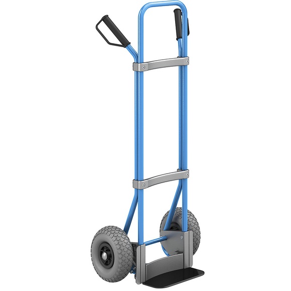 EUROKRAFT Sackkarre GO, blau Schaufel-BxT 280 x 140 mm, schwarz PU-Bereifung