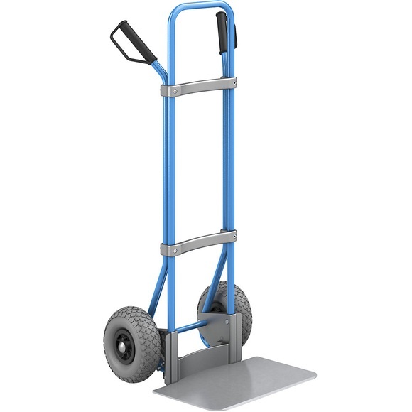 EUROKRAFT Sackkarre GO, blau Schaufel-BxT 450 x 350 mm, verzinkt PU-Bereifung