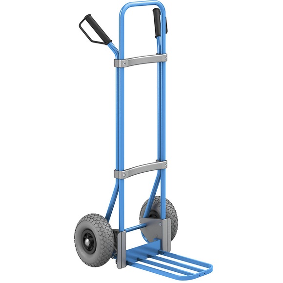 EUROKRAFT Sackkarre GO, blau Paketschaufel-BxT 430 x 250 mm, blau PU-Bereifung, ab 5 Stk
