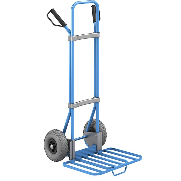EUROKRAFT Sackkarre GO, blau Paketschaufel-BxT 430 x 450 mm, blau, mit Griff PU-Bereifung, ab 5 Stk