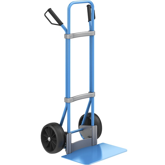EUROKRAFT Sackkarre GO, blau Schaufel-BxT 450 x 350 mm, blau Vollgummibereifung
